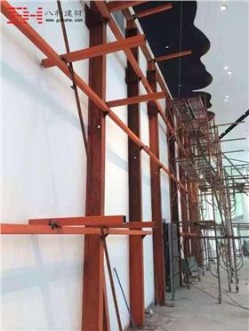 【藝術墻施工現(xiàn)場】藝術背景墻異型鋁單板裝飾