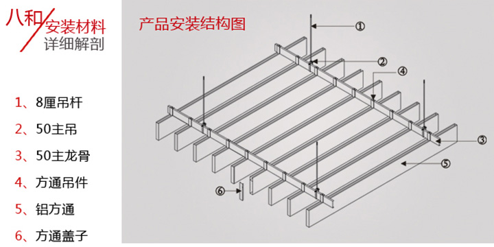 木紋型材鋁方通安裝結構