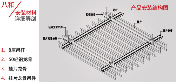 7字鋁掛片吊頂安裝結(jié)構(gòu)