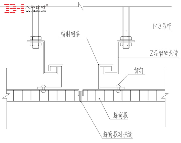 鋁蜂窩板吊頂天花安裝節(jié)點方案二